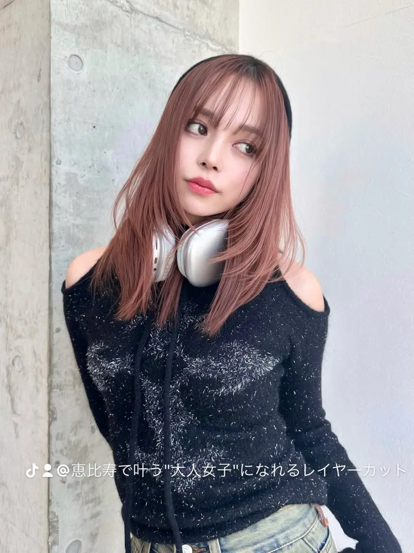 ミディアム カラー 髪質改善 カット ヘアカラー KURO/縮毛矯正 /髪質改善/レイヤーのヘアスタイル