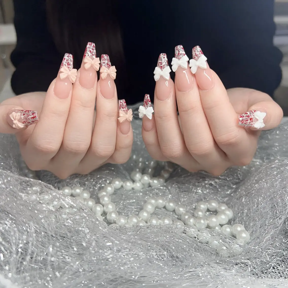 ネイル 長さ出し フレンチネイル ジェルネイル 韓国ネイル マグネットネイル More Glam 池袋東口店のネイルデザイン