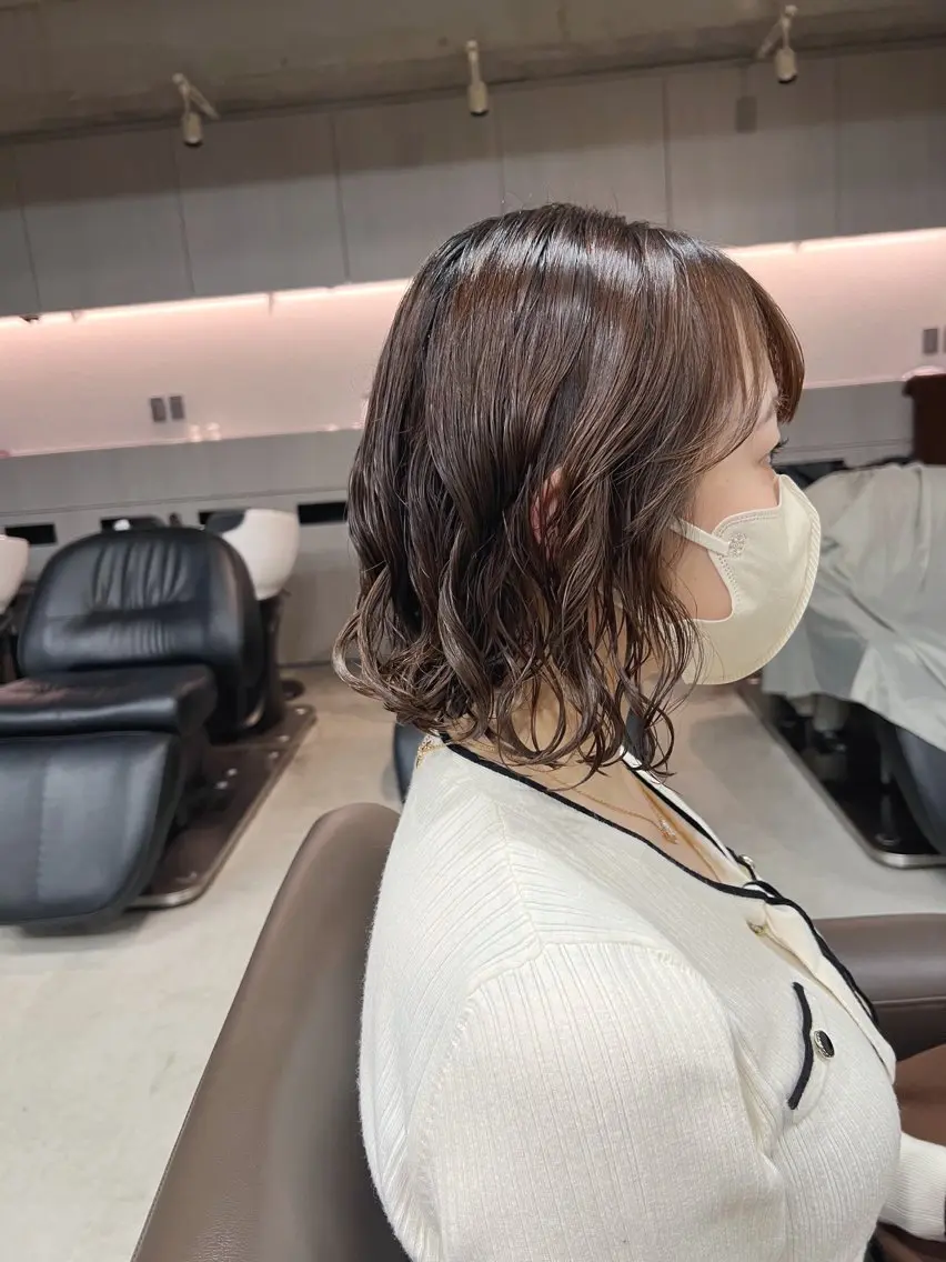 パーマ カット ヘアカラー パーマ ボブパーマコテ巻き風 パーマNo1深江秀平のヘアスタイル
