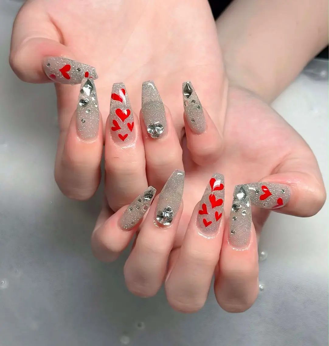 ネイル フレンチネイル ジェルネイル ガラスフレンチ ハロウィン ハート ハンドネイル H.baby Nail Salonのネイルデザイン