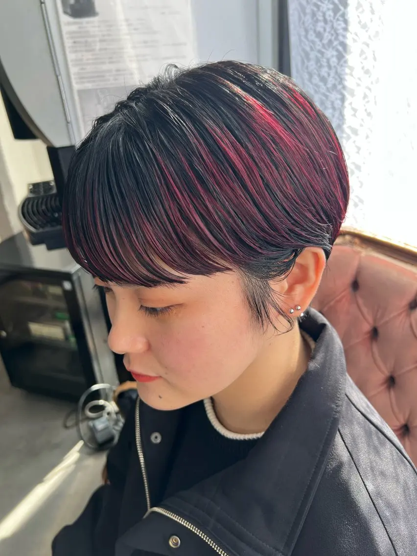 ショート ヘアカラー トリートメント 紙屋町ショート /ボブ　パーマ河内蓮のヘアスタイル