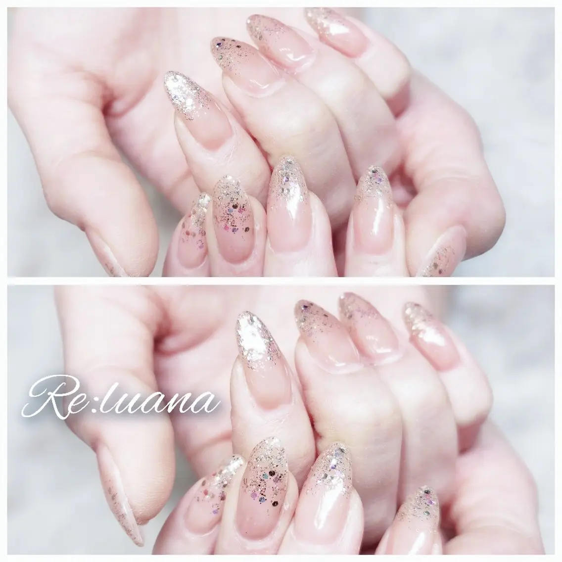 ネイル ゴールド ラメ(グリッター) Re:luana  nailのネイルデザイン