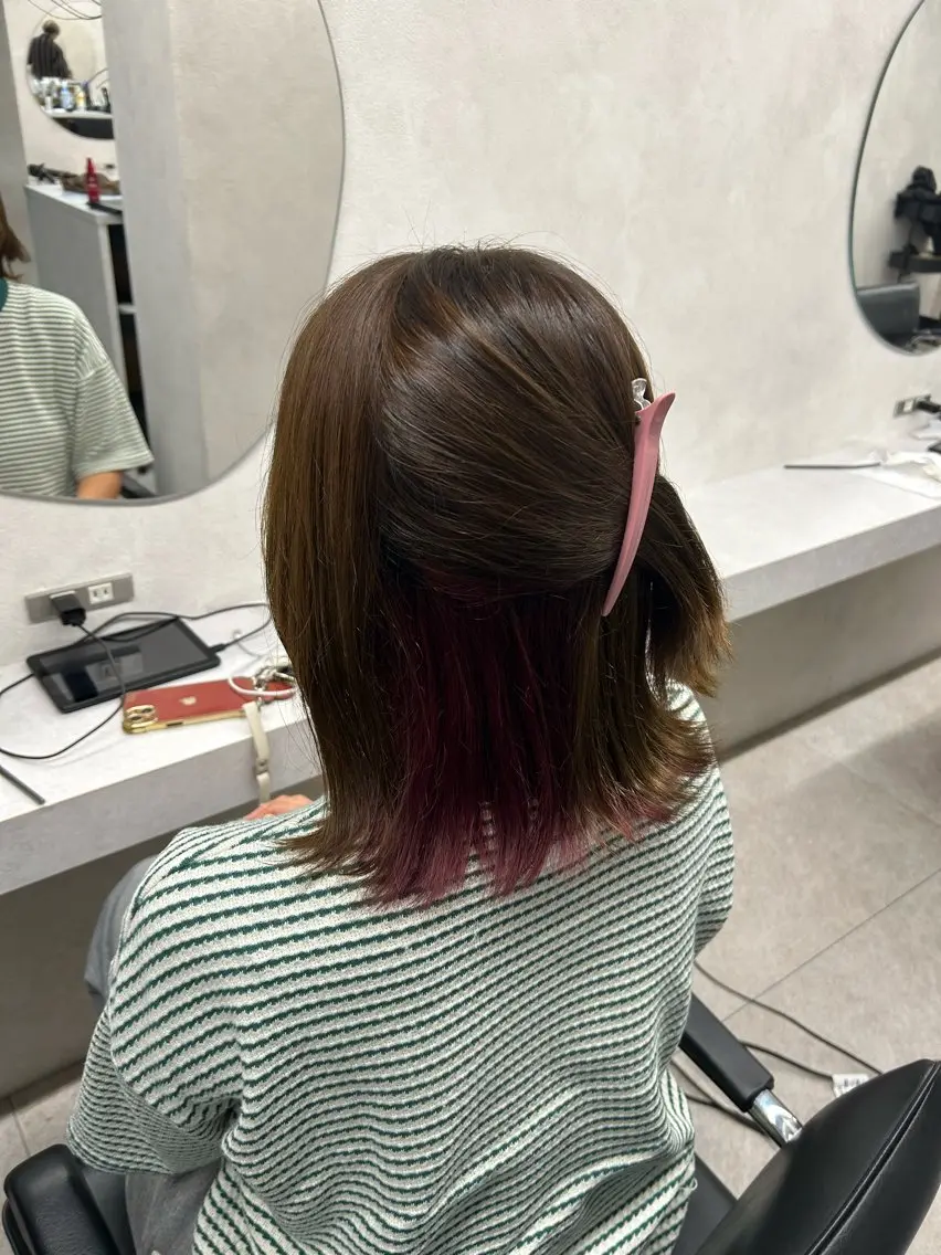 ミディアム ヘアカラー 🎀HARU/ボブ/ セット/赤み消し🫧のヘアスタイル