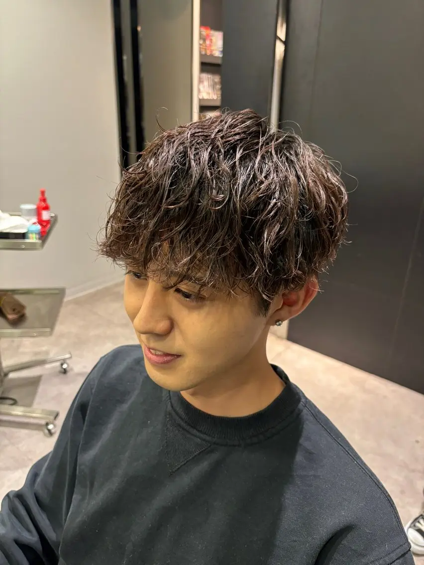 カラー パーマ メンズ マッシュ 刈り上げ 関内/メンズパーマ/ 男性専門/菊池蒼大のヘアスタイル