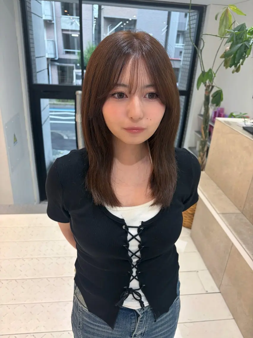 ミディアム カラー ヘアカラー トリートメント ワンカラー🌙.* 艶カラー/NeNeのヘアスタイル