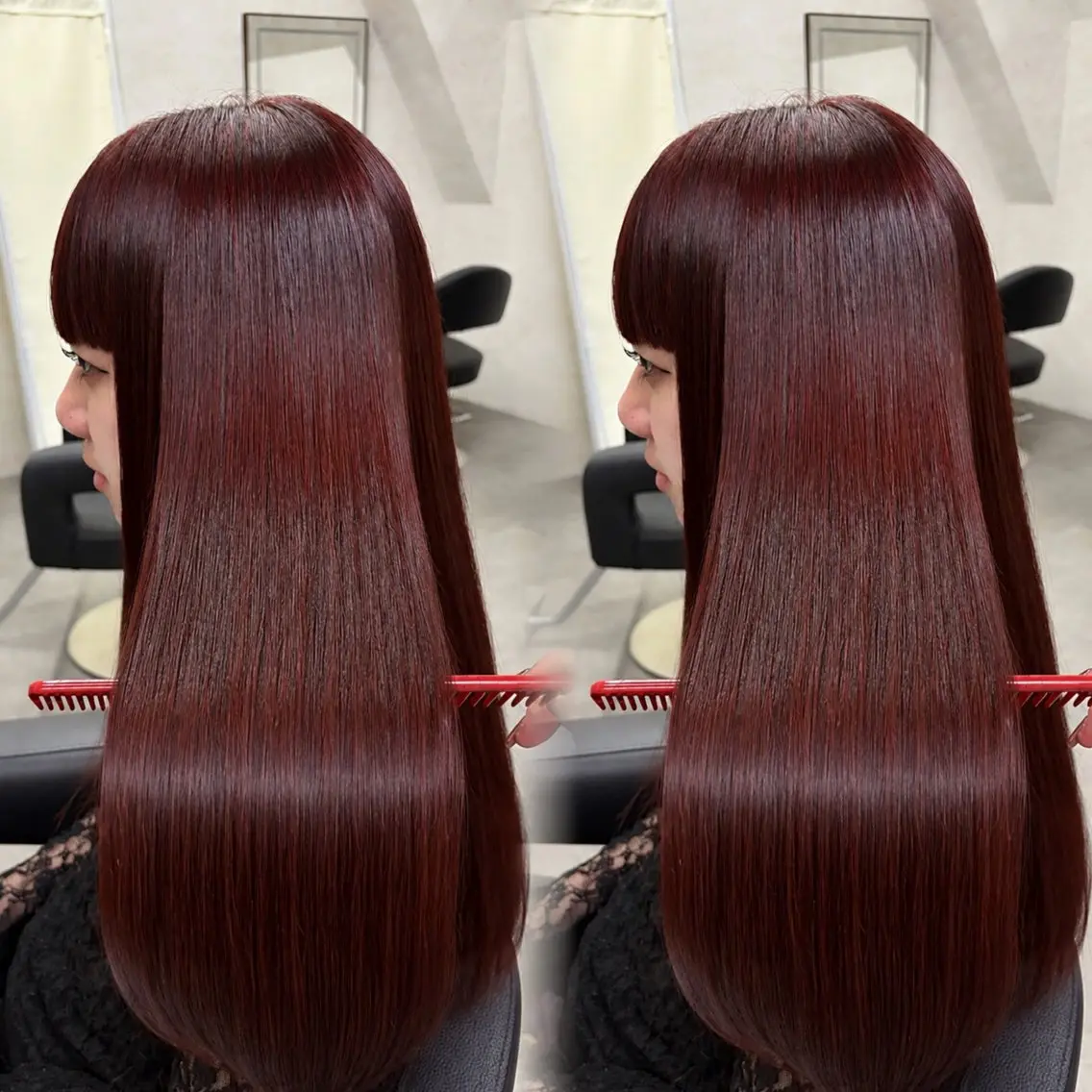 ロング カット ヘアカラー トリートメント 縮毛矯正🎀髪質改善 の専門家tomonaのヘアスタイル