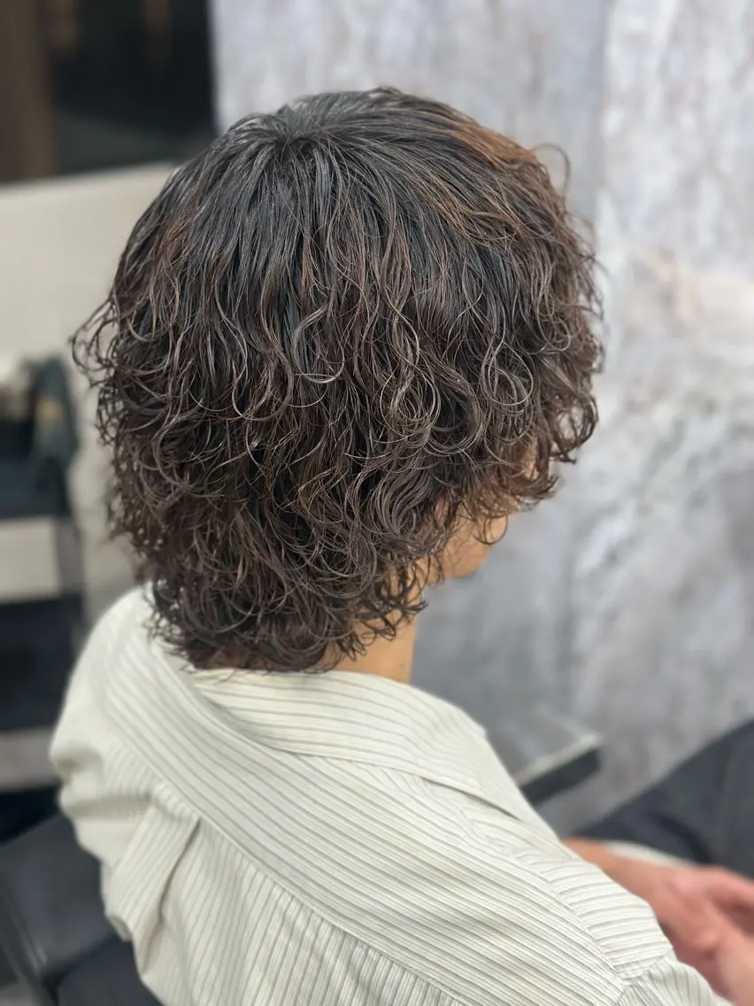 ミディアム パーマ メンズ メッシュパーマ支持率 ◎大宮/隼也のヘアスタイル