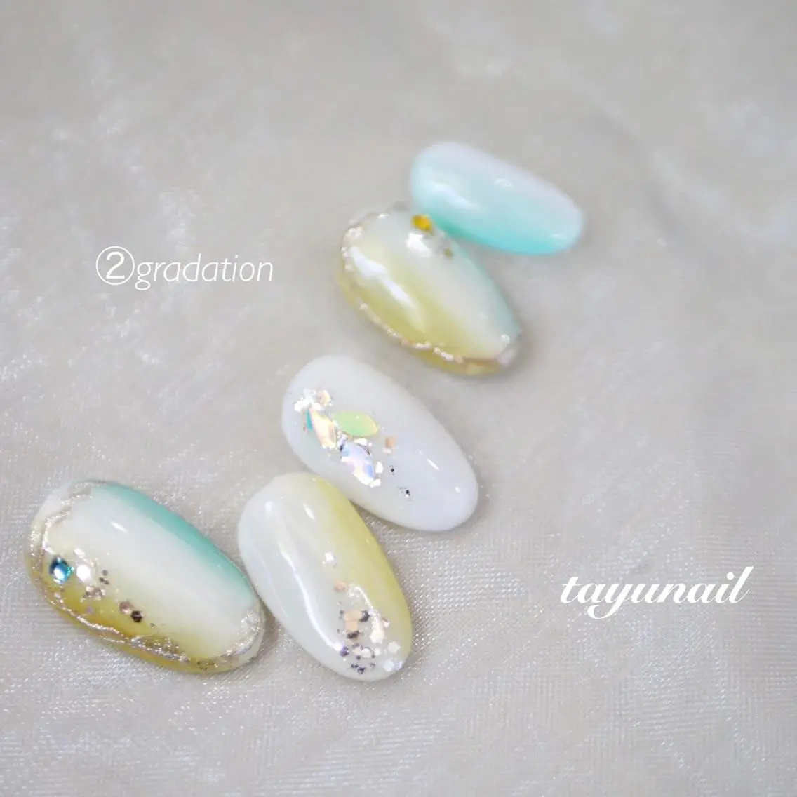ネイル アートネイル ブルー フットネイル ジェルネイル グラデーション ネイルサロン 【たゆnail】のネイルデザイン