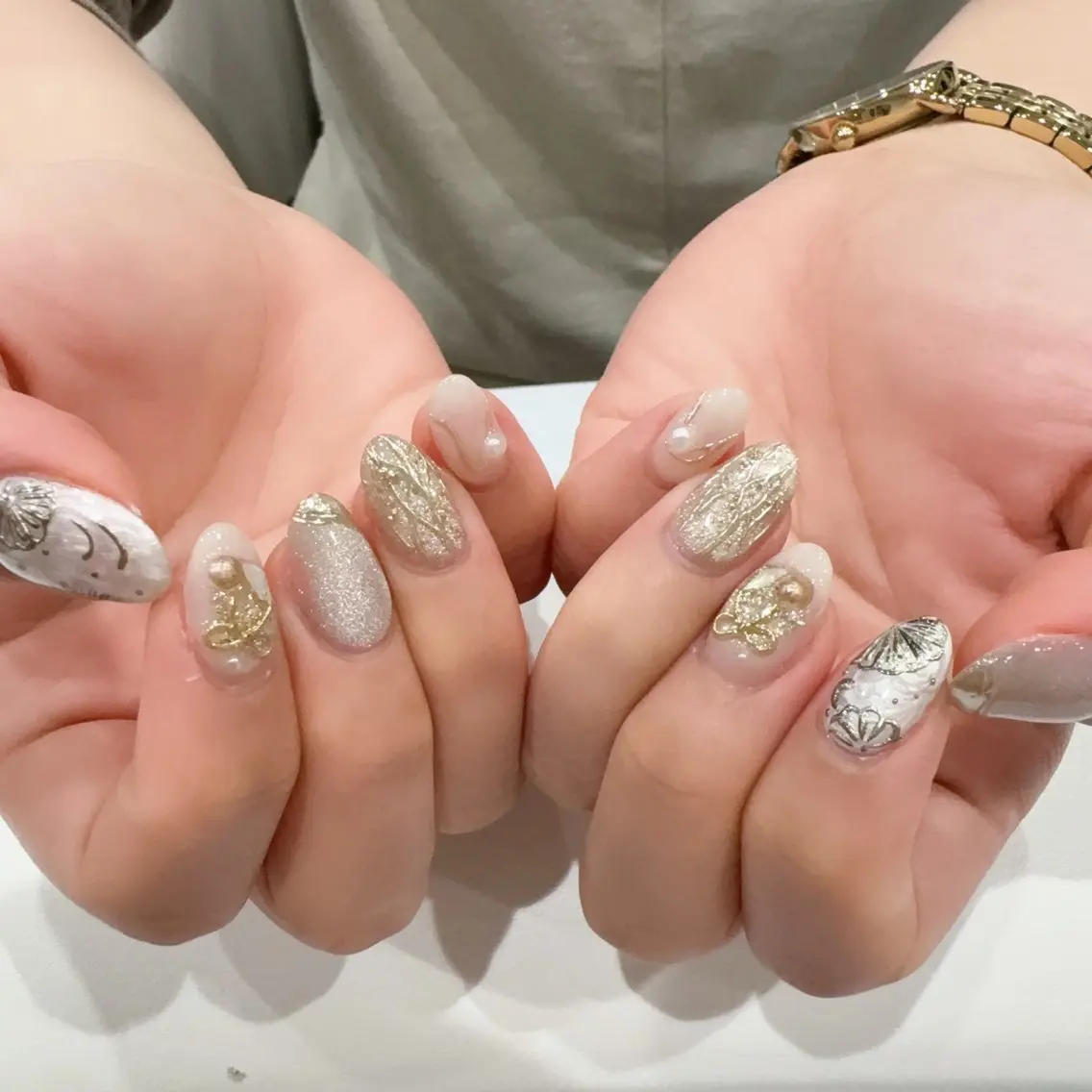 ネイル アートネイル オーロラネイル ジェルネイル ガーリー キラキラネイル Rika Nail salon 3のネイルデザイン