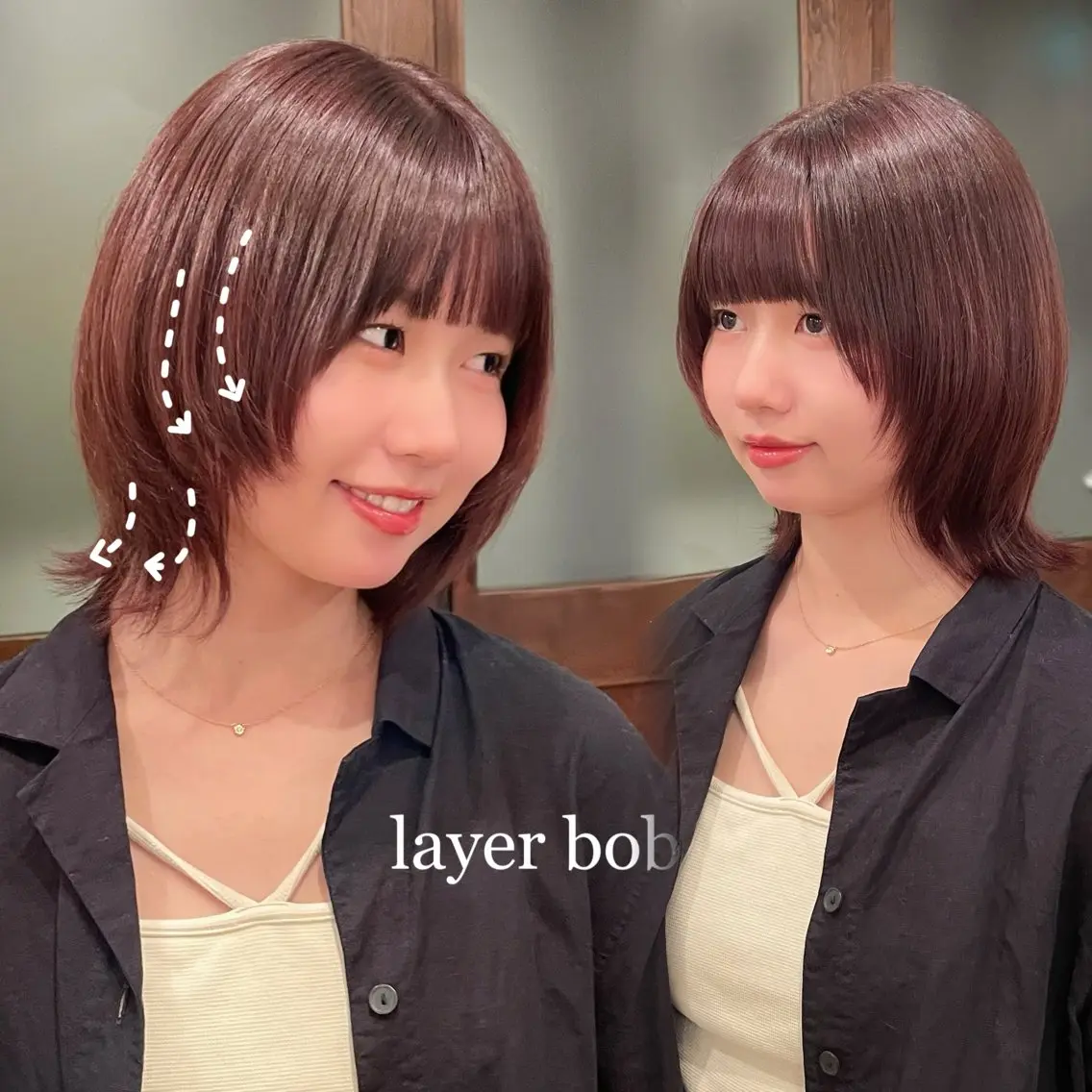 ショート カラー ボブレイヤー ボブ 顔周りカット レイヤーカット トリートメント カット ヘアカラー トリートメント 縮毛矯正/レイヤー/ ボブ♡Natsukiのヘアスタイル