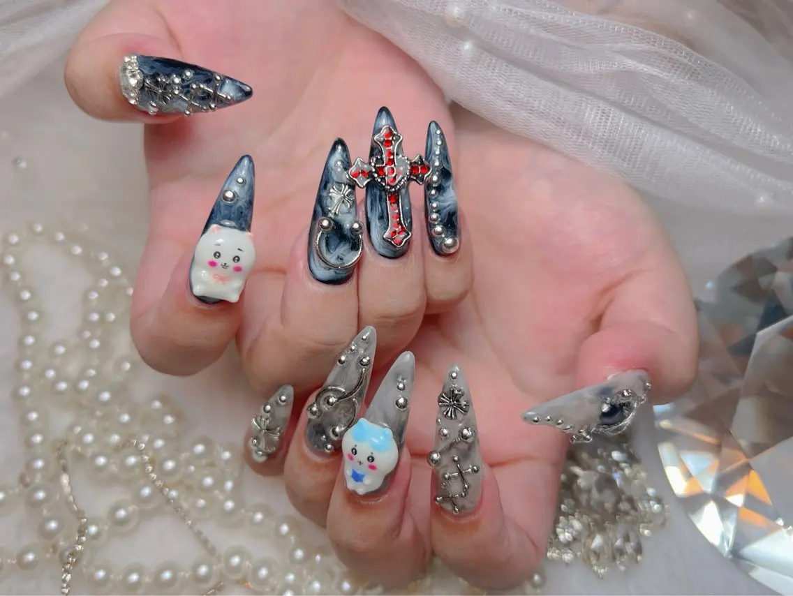 ネイル アートネイル オーロラネイル チークネイル 長さ出し フットネイル Miya _nailのネイルデザイン