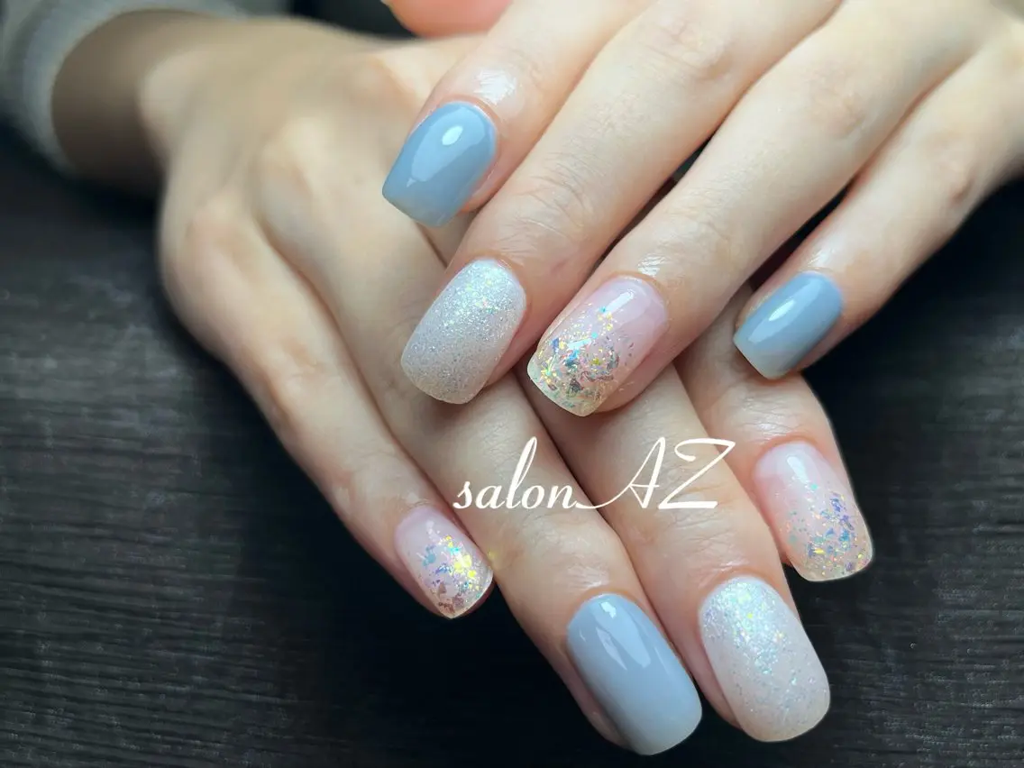 ネイル 長さ出し フットネイル フレンチネイル マグネットネイル ニュアンスネイル salon AZのネイルデザイン