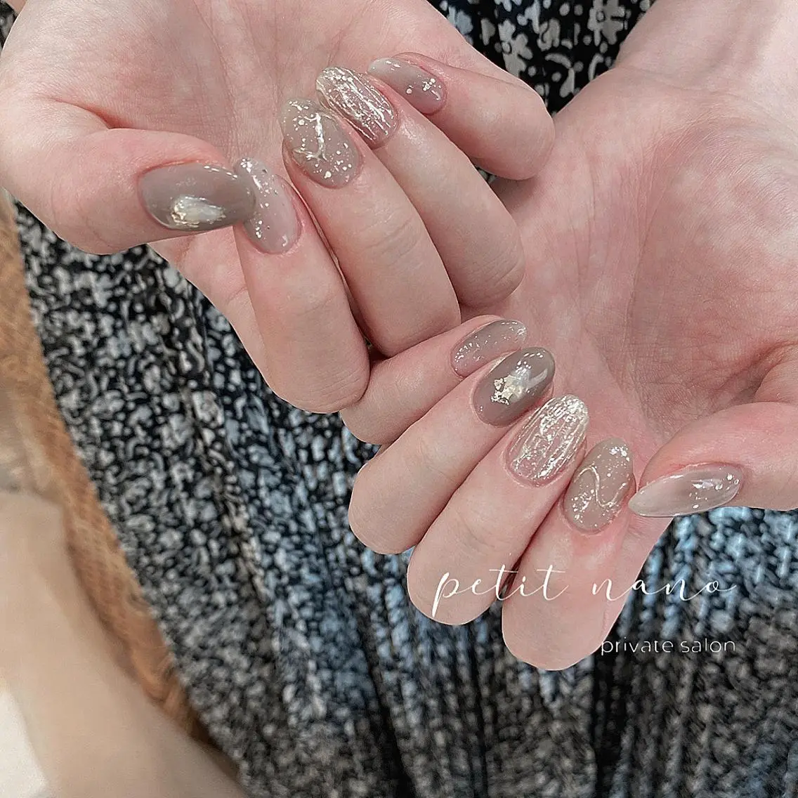 ネイル 成人式 長さ出し ジェルネイル 持ち込み ニュアンスネイル nail‪◯ petitnanoのネイルデザイン