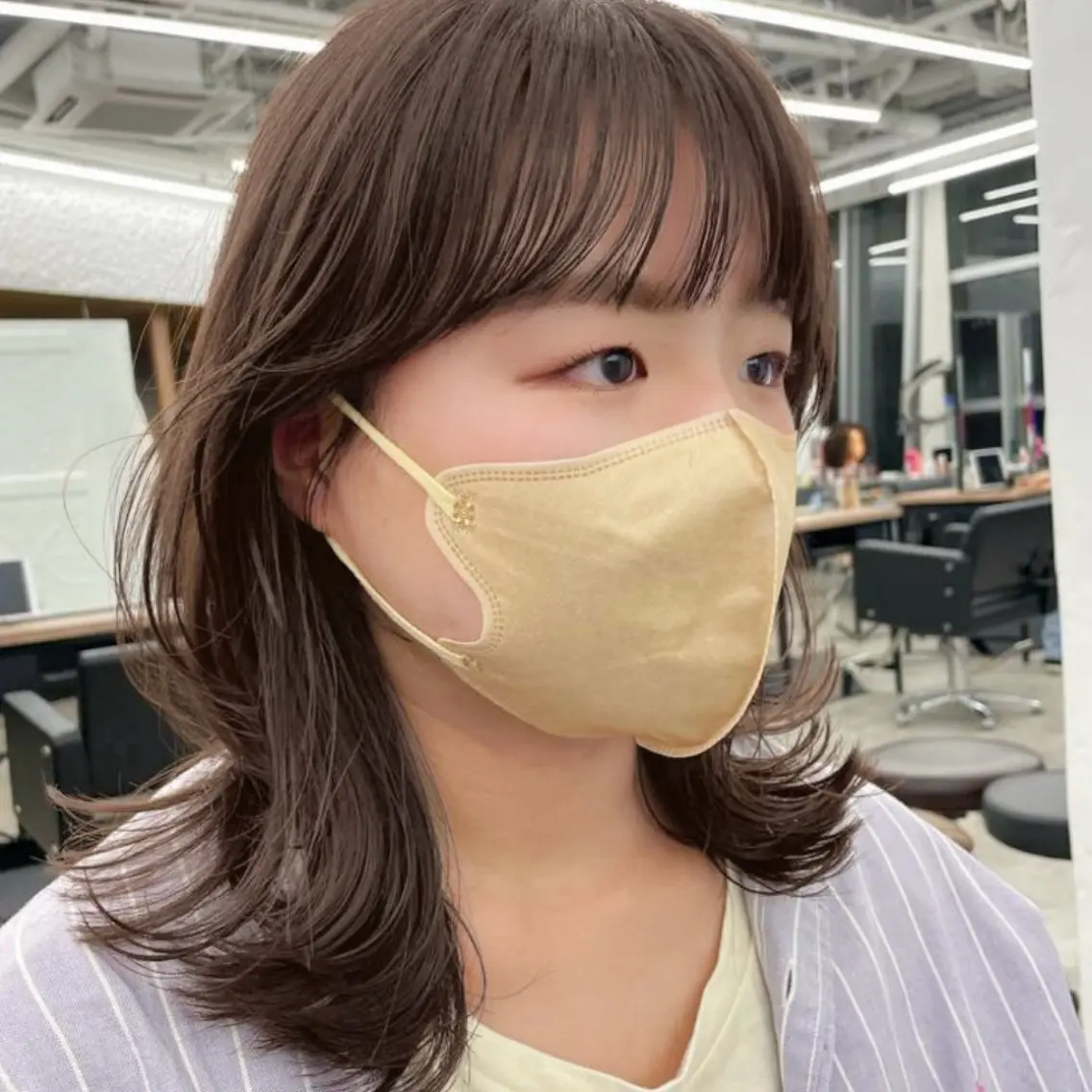 ミディアム カラー ヘアアレンジ ベージュカラー ラベンダーカラー ラベンダーベージュ 【柔らか透明感✨/ 似合せ前髪】大石葉月のヘアスタイル