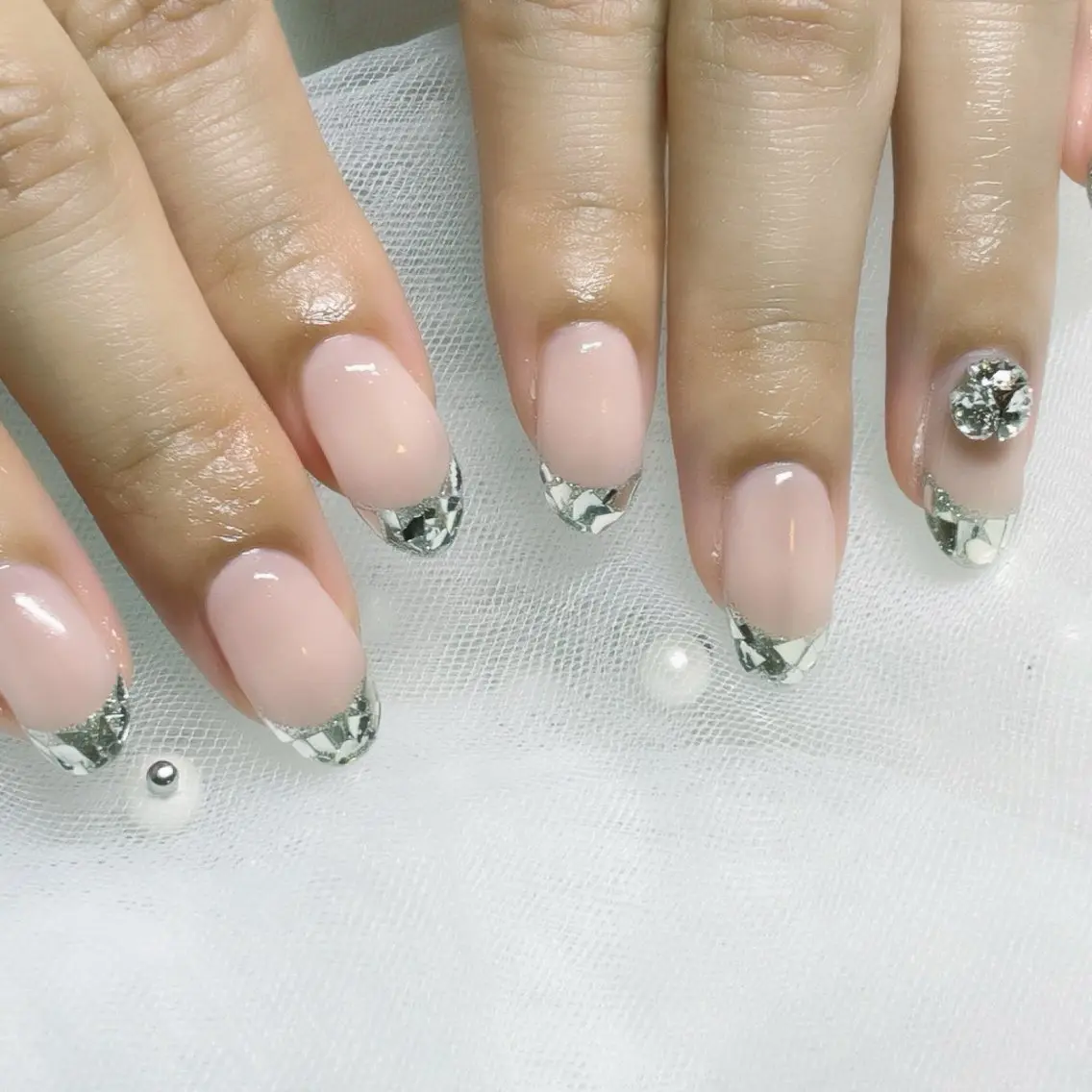 ネイル フレンチネイル ガラスフレンチ ricco risaiaのネイルデザイン