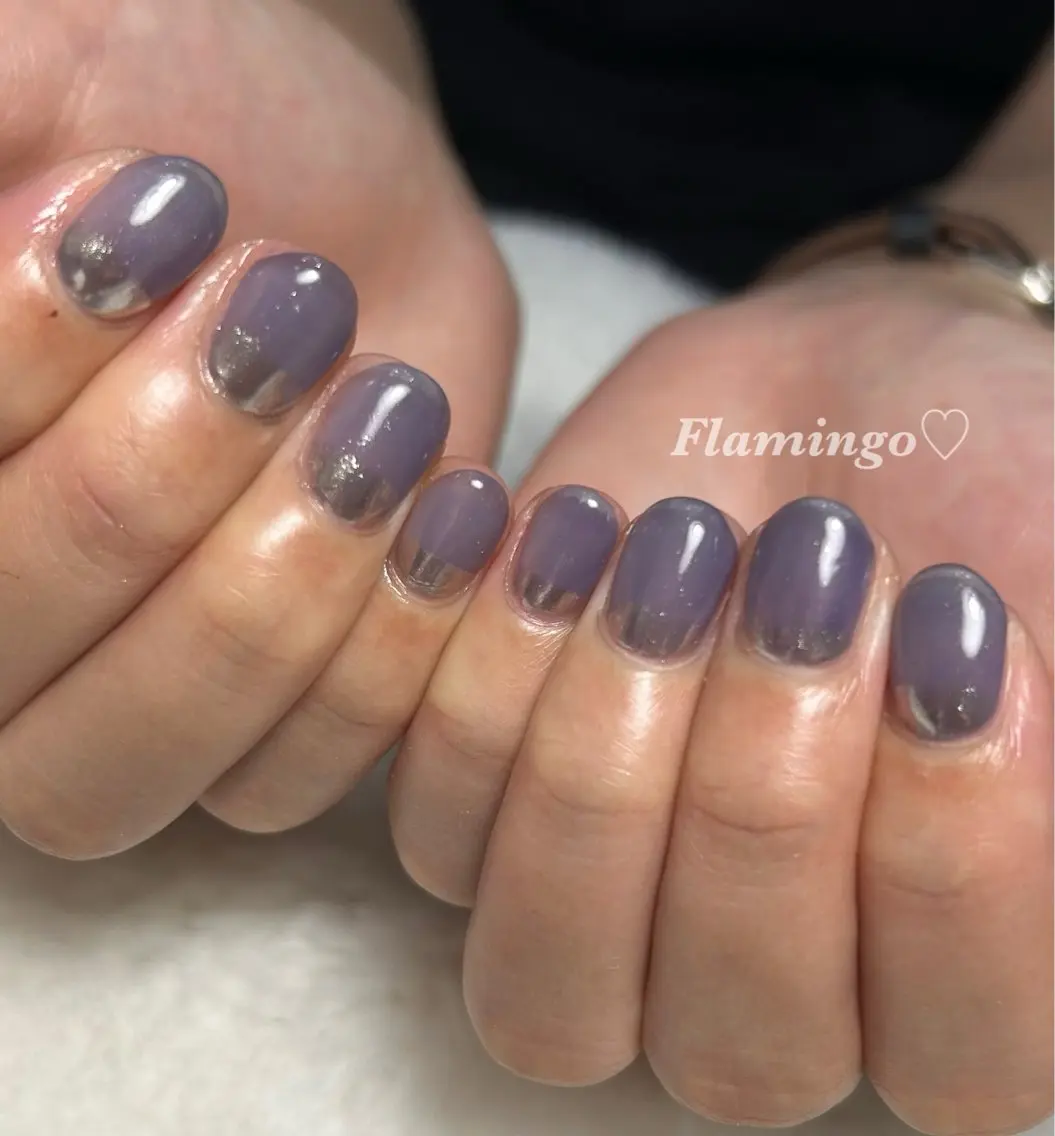 ネイル カジュアル フレンチネイル ミラーネイル シンプルネイル フィルイン/爪育成♡ 40代からのサロンのネイルデザイン