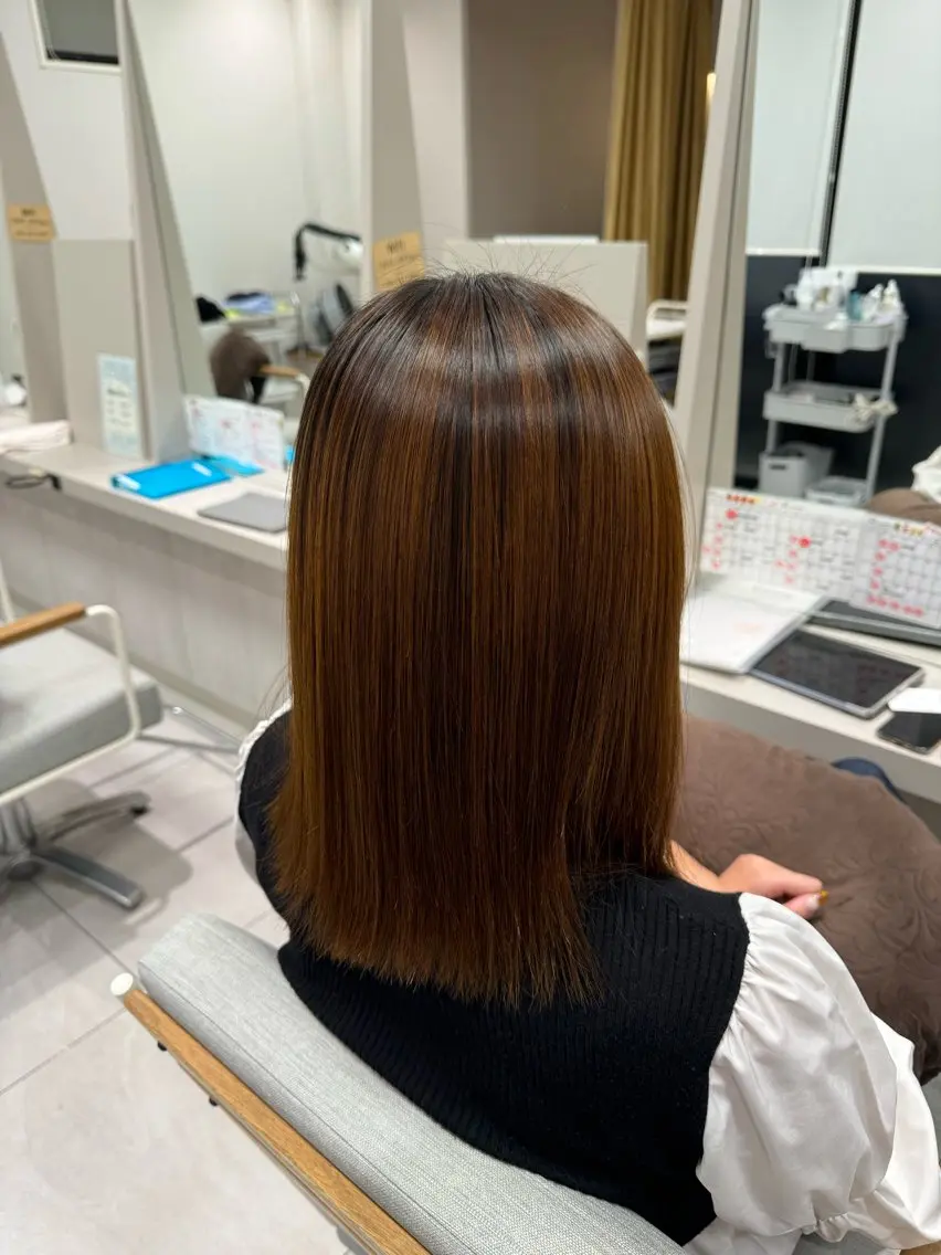 セミロング パーマ 縮毛矯正 CRECE💫永尾 胡桃のヘアスタイル