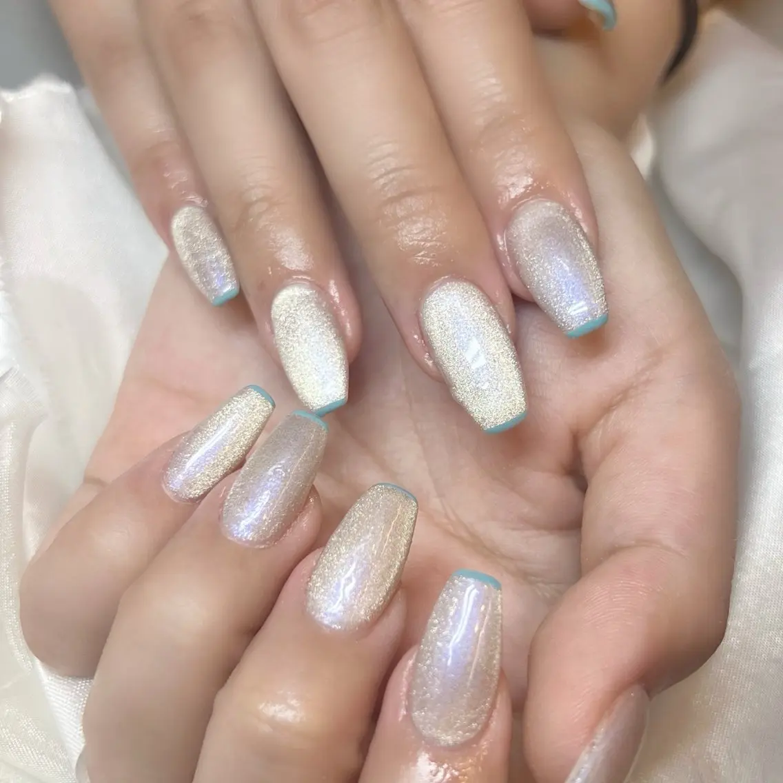 ネイル アートネイル オーロラネイル 成人式 ジェルネイル 韓国ネイル ハンドネイル clover nailのネイルデザイン