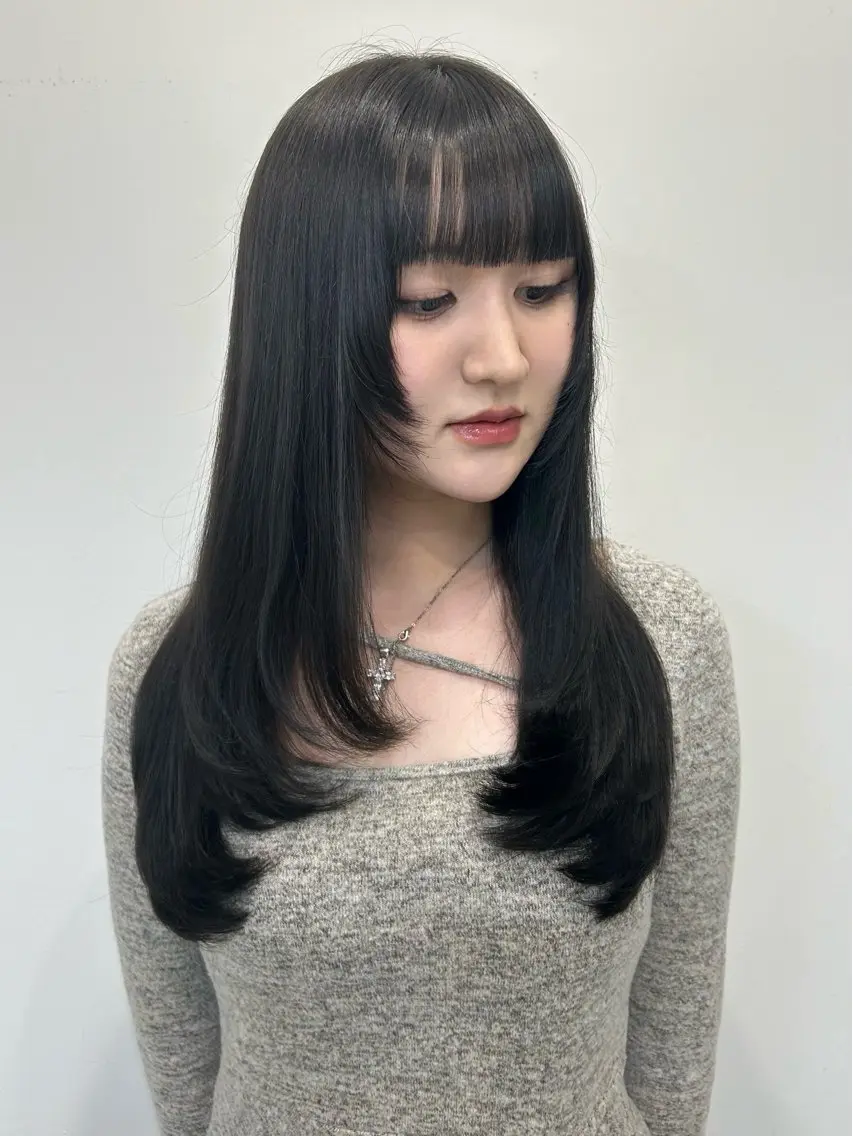 ロング ボブ 顔まわりレイヤー 韓国風ヘア レイヤーカット ロング カット 韓国ヘア/レイヤー Lily Wongのヘアスタイル