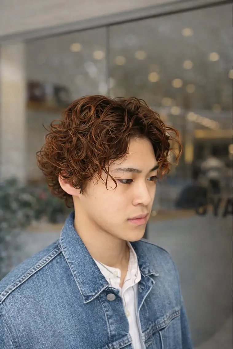 カラー パーマ メンズ カット ヘアカラー 井上星良 パーマ 髪質改善のヘアスタイル