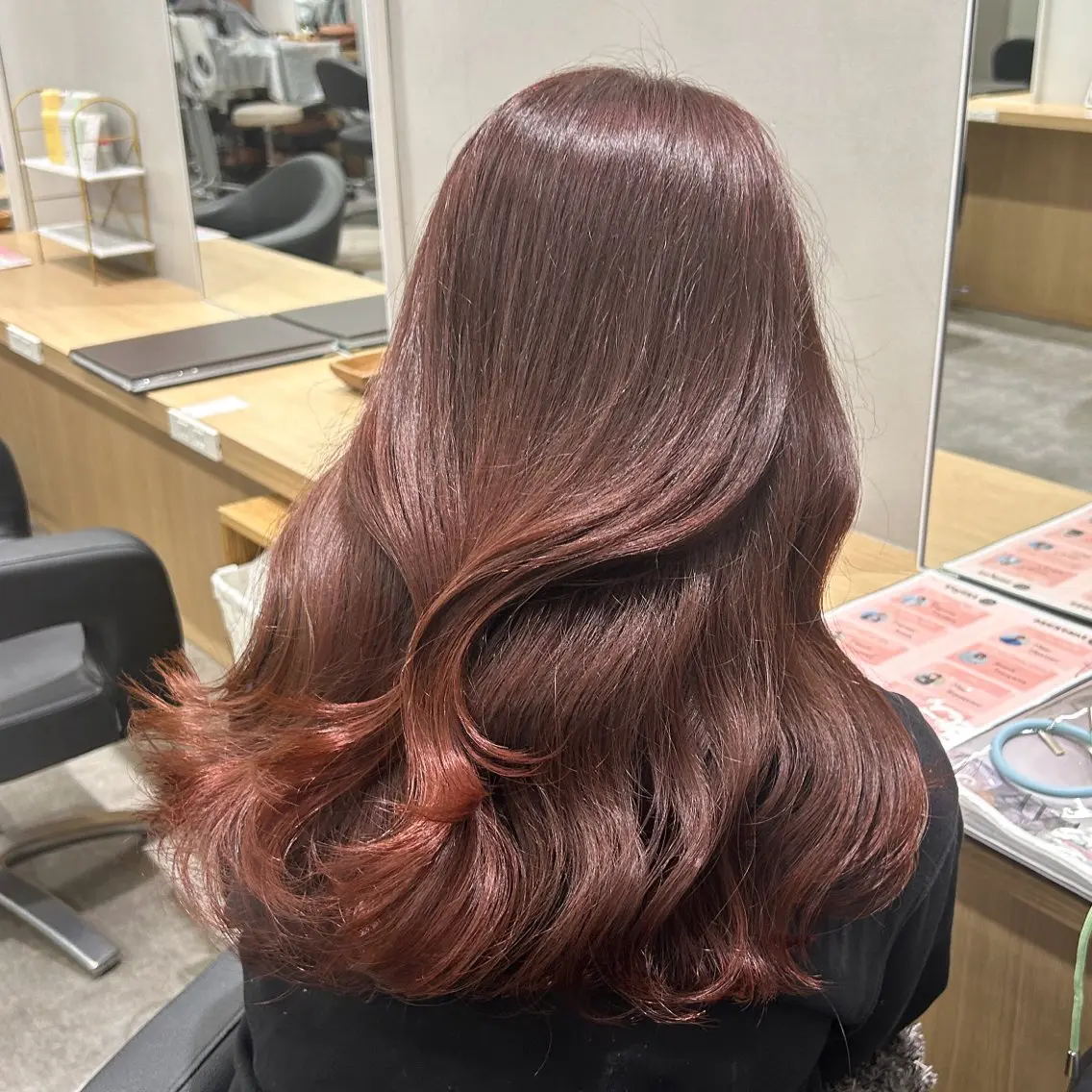 ロング カラー ブリーチ ブリーチなしカラー レッドカラー 韓国ヘア×レイヤー カット/上田丈也のヘアスタイル