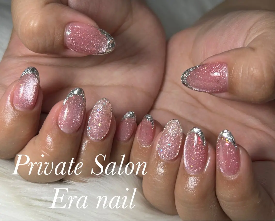 ネイル フレンチネイル ガラスフレンチ ハンドネイル Era nailのネイルデザイン