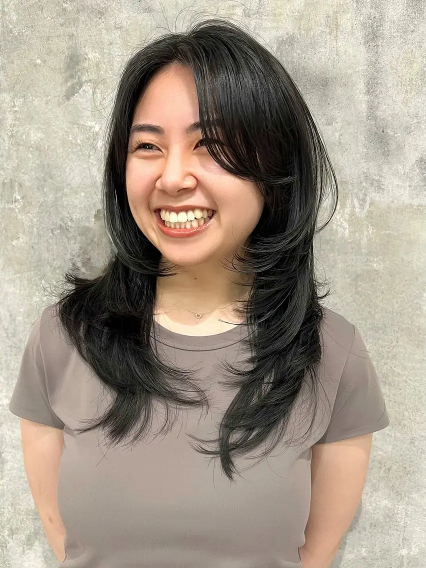 ロング レイヤーカット カット 縮毛矯正 🌞レイヤー×カラー 前川那津美🌞のヘアスタイル