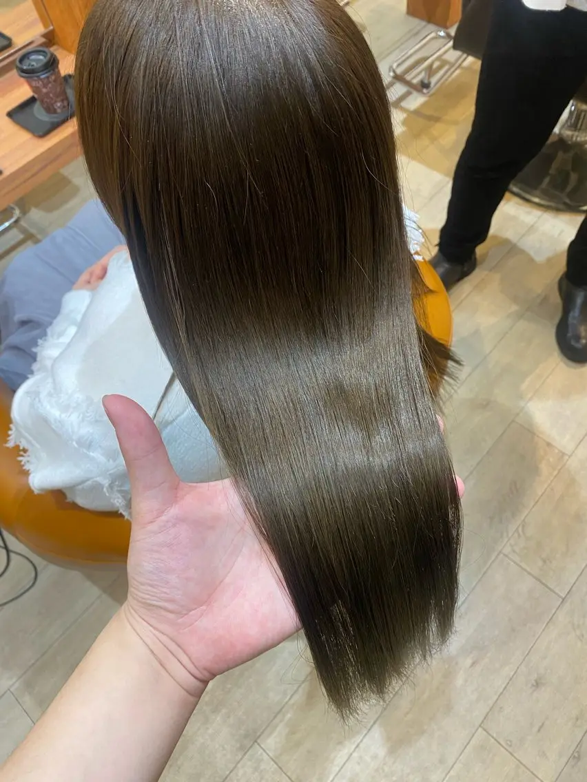 ロング カラー ブリーチ ブラウンカラー 透明感カラー ダブルカラー ブリーチなしカラー カット ヘアカラー 縮毛矯正とレイヤー カット/杉村凜汰郎のヘアスタイル