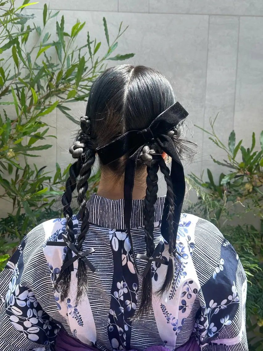 ヘアアレンジ 浴衣 銀座レイヤーカット ×シースルー前髪のヘアスタイル