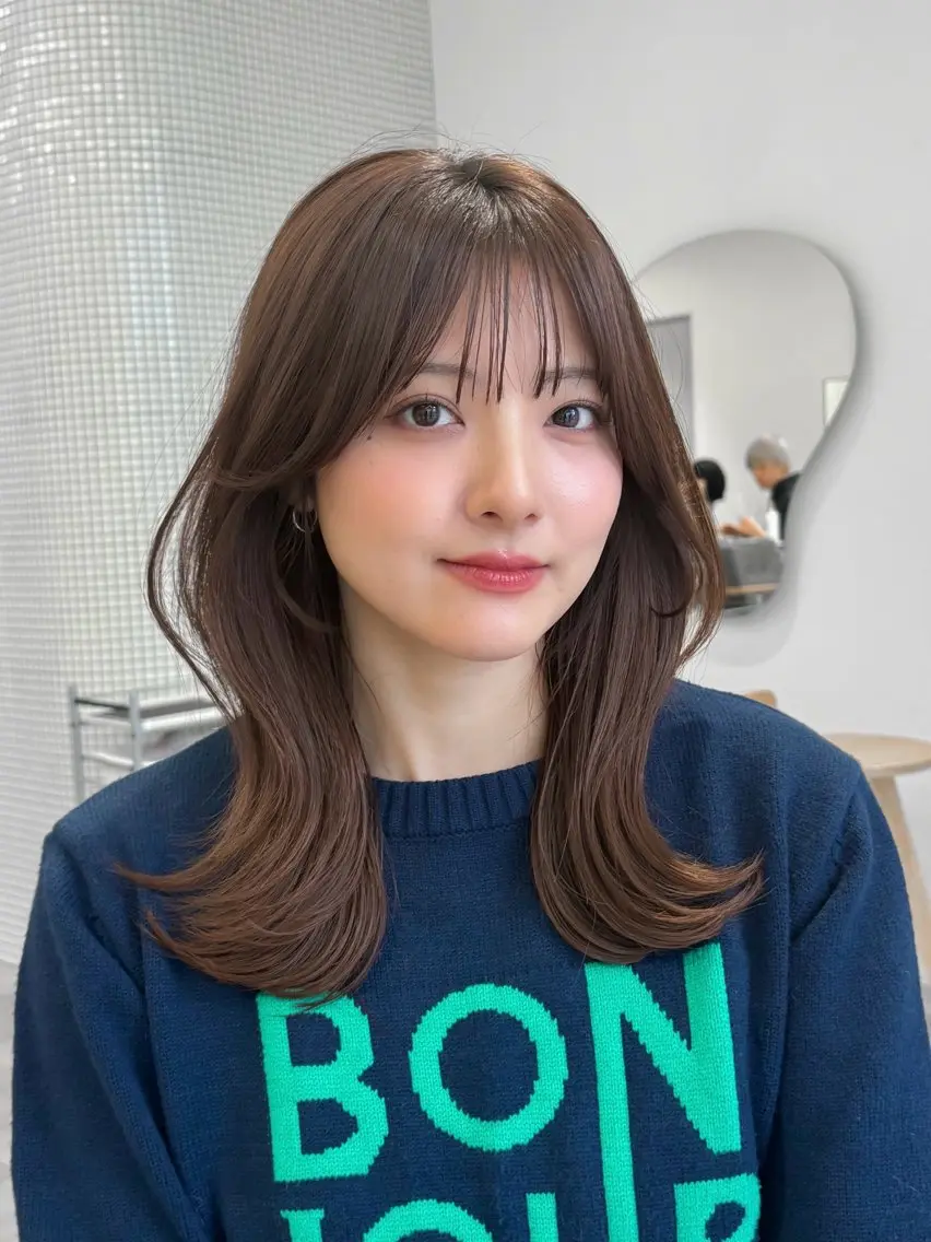 ミディアム カラー カット ren ボブロブ/ミディアムのヘアスタイル