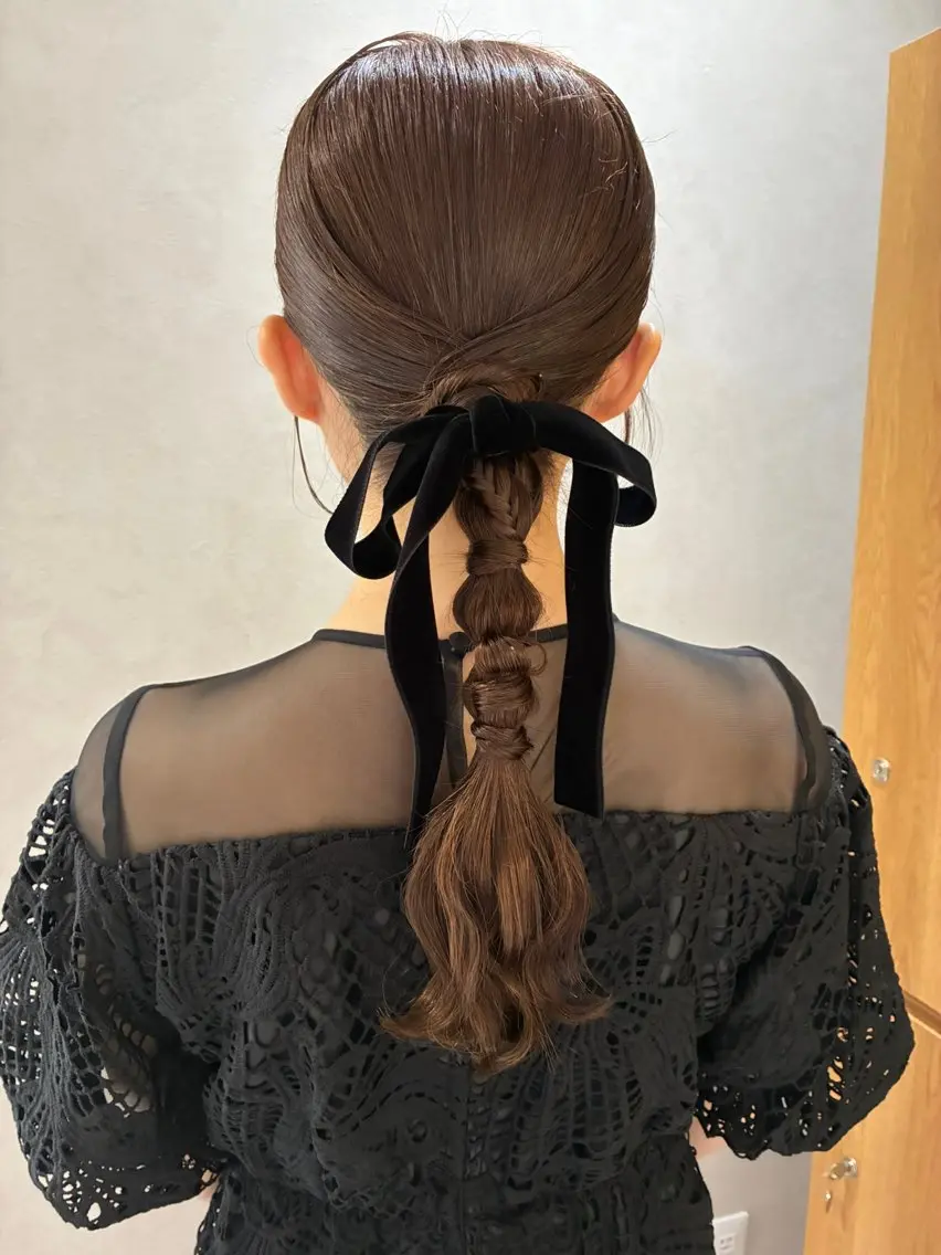 セミロング ヘアアレンジ ヘアセット 遠藤 玲のヘアスタイル