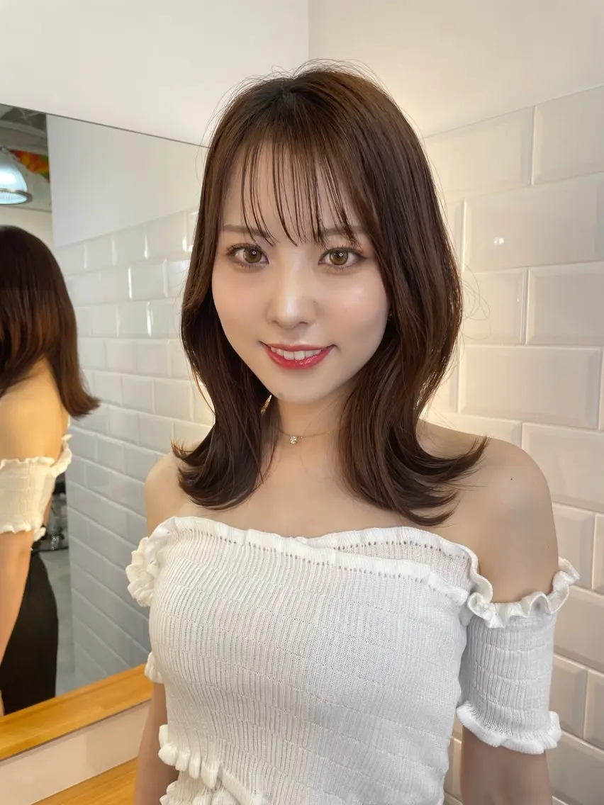 ミディアム カラー ヘアカラー 美白透明感カラー 🤍／kazukiのヘアスタイル