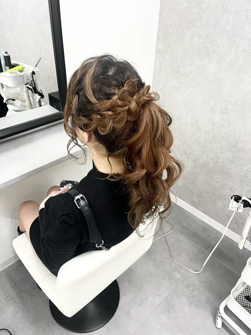 ロング ヘアアレンジ ポニーテール 心斎橋/ヘアセット MASAKIのヘアスタイル