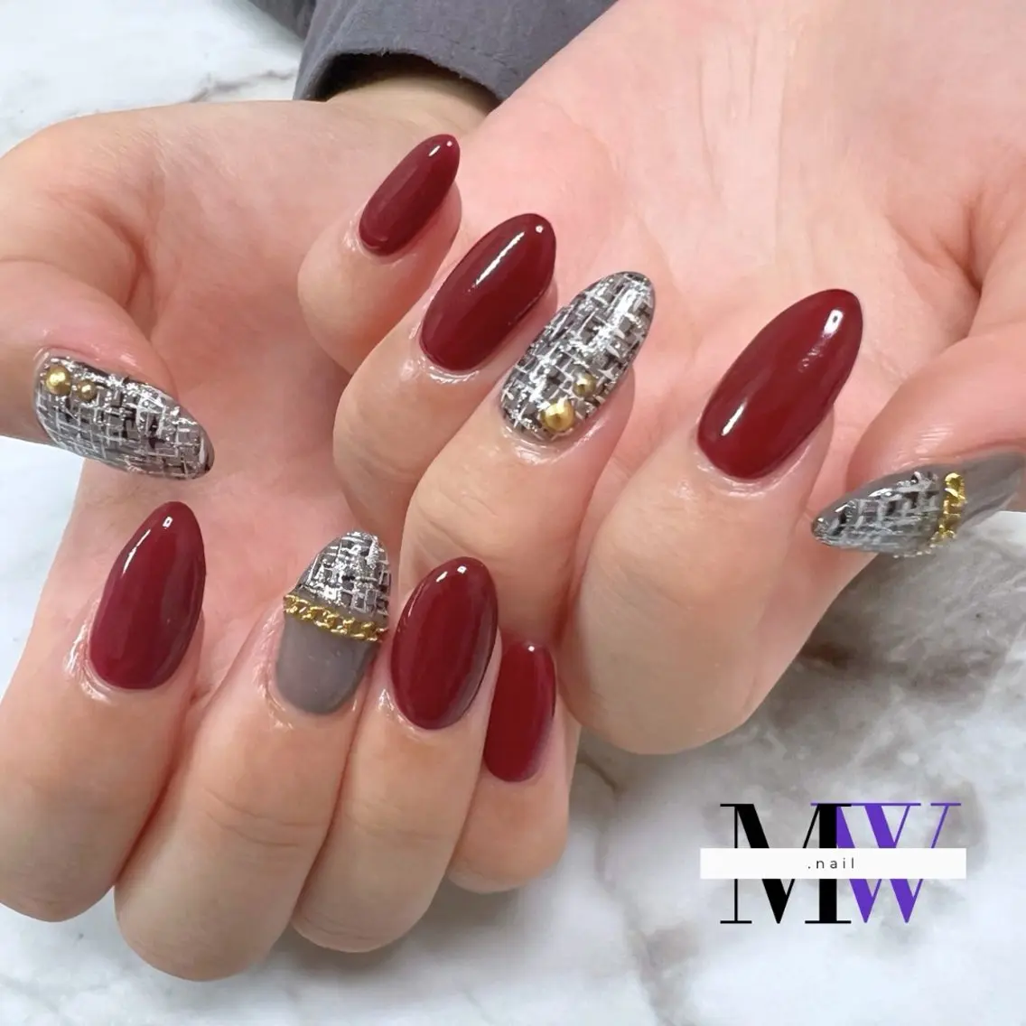 ネイル ツイードネイル ハンドネイル MW .nailのネイルデザイン