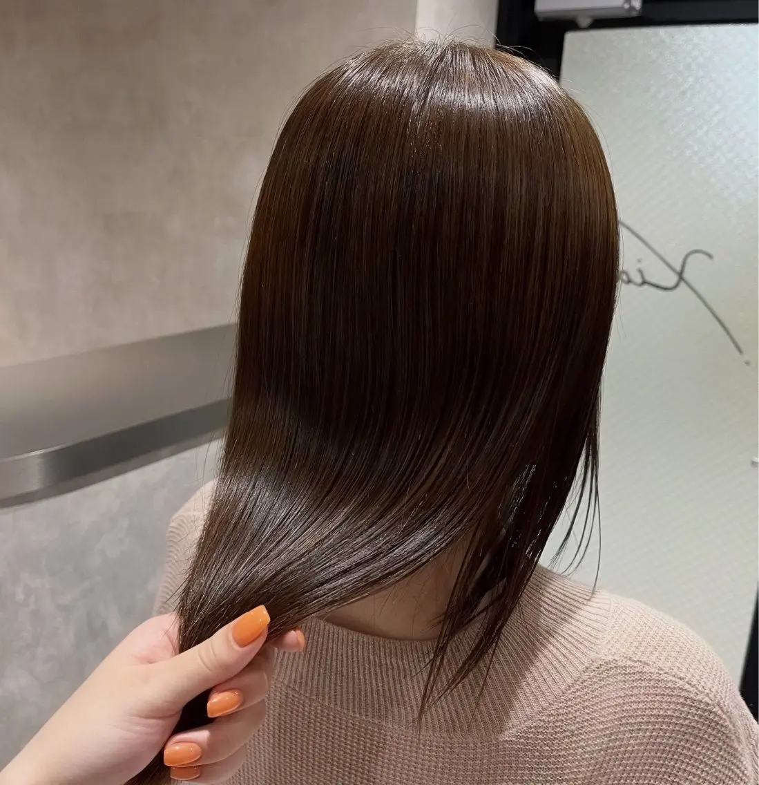 ミディアム カラー 透明感カラー 髪質改善 縮毛矯正 トリートメント ヘアカラー 《.Xian》ナツミ /ボブ/顔周りカットのヘアスタイル