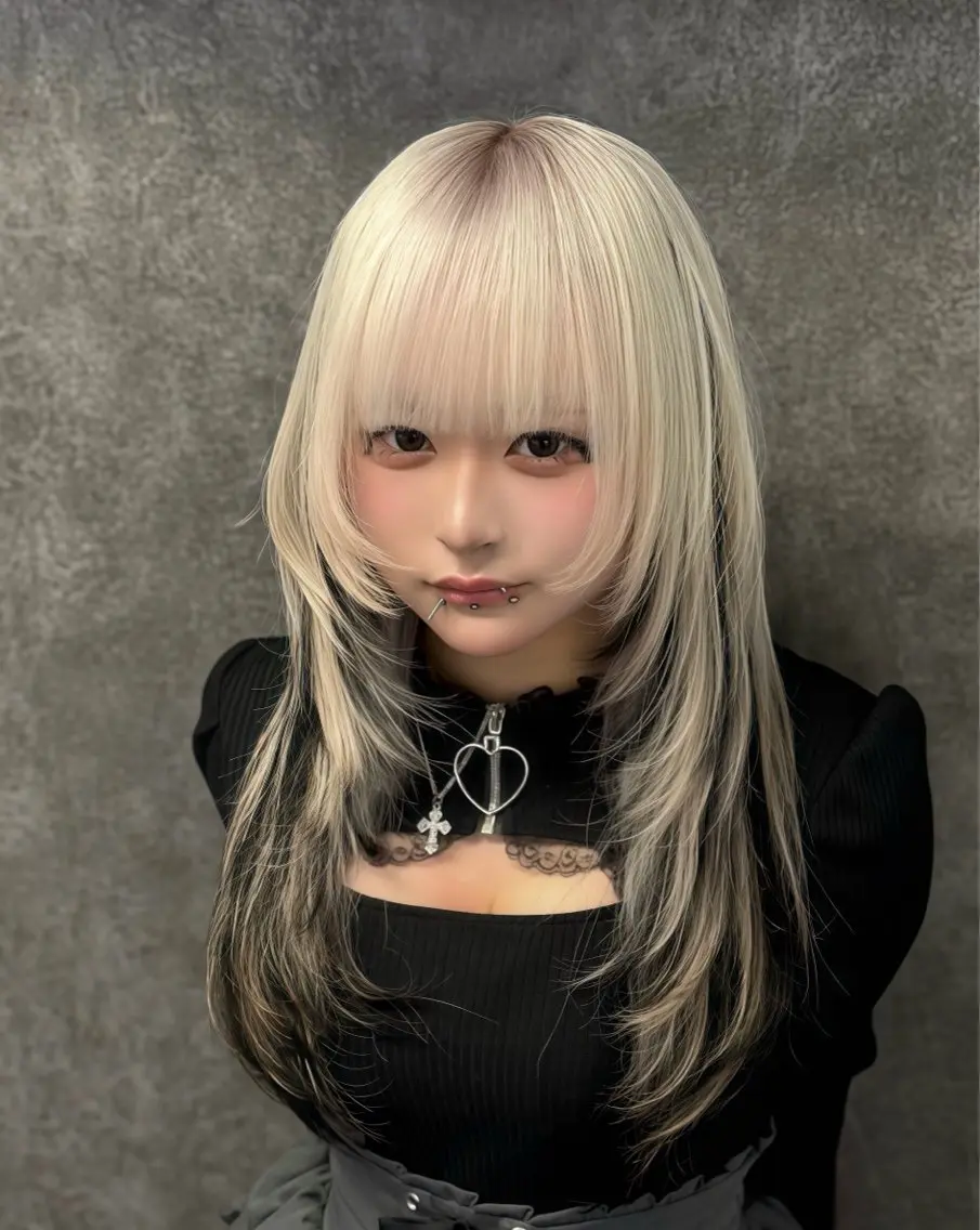 ロング カラー プルエクステ ブリーチ ケアブリーチ ダブルカラー エクステ manabuデザイン カラー/ハイトーンのヘアスタイル