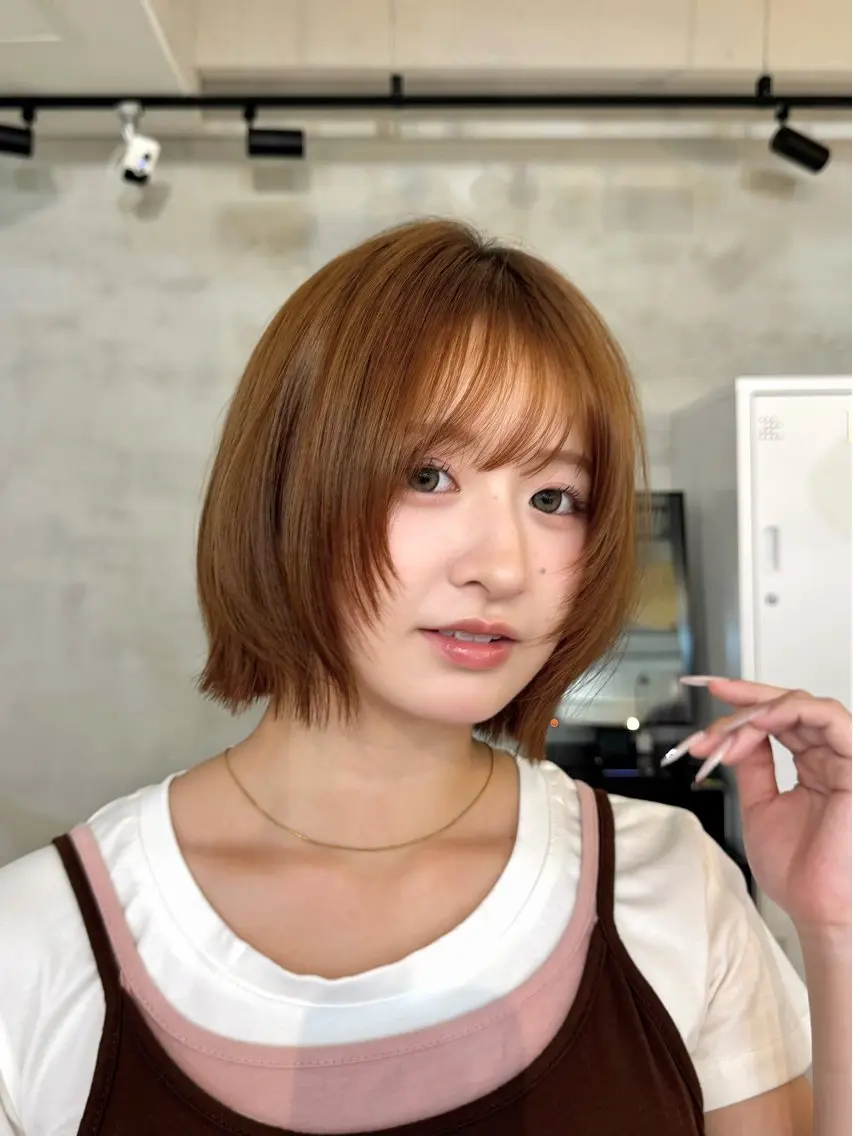 ショート 🧡ボブ/うる艶カラ ー🩵　さくら🌸のヘアスタイル