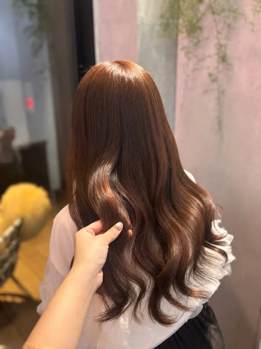 ロング オレンジブラウン カット モデル募集🎀あゆみのヘアスタイル