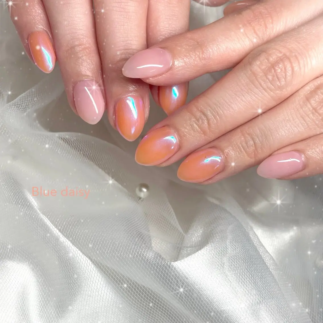 ネイル 春ネイル Blue daisy 栄本店のネイルデザイン
