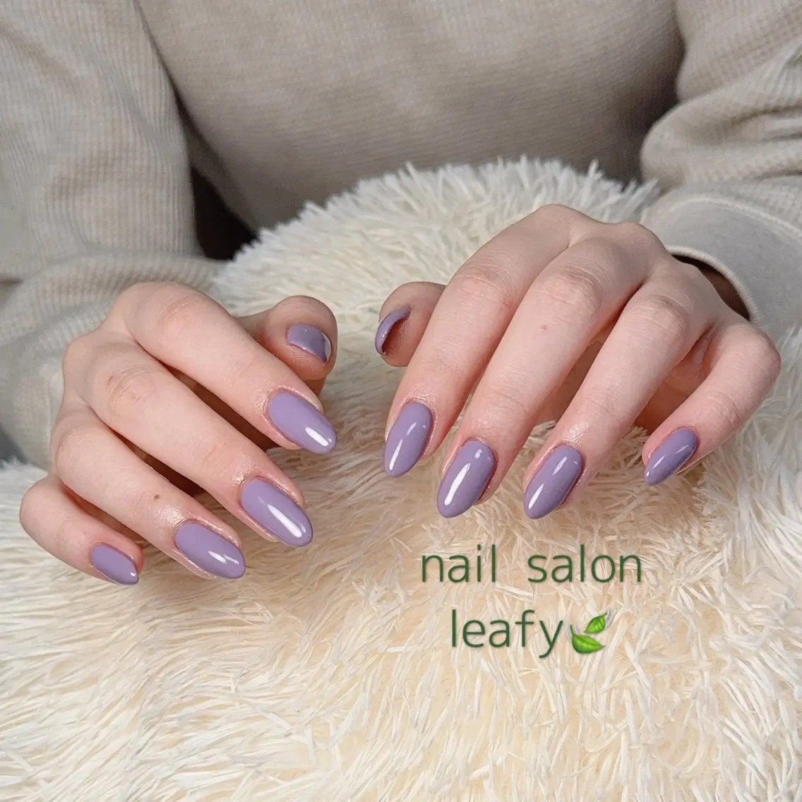 ネイル ワンカラーネイル パステルネイル パープル ハンドネイル ネイルサロン leafyのネイルデザイン