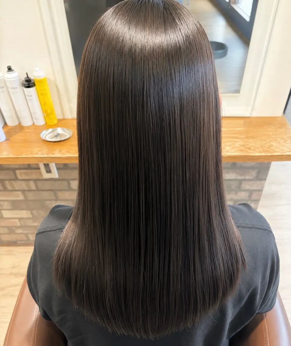 ロング カット 縮毛矯正 クロヤマ ノアミのヘアスタイル