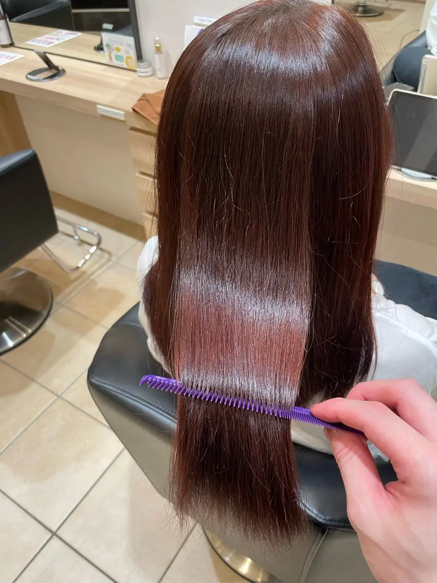 ロング カラー ブリーチ ブリーチなしカラー レッドカラー ヘアカラー トリートメント 縮毛矯正/ ✨艶髪/芦川優磨のヘアスタイル