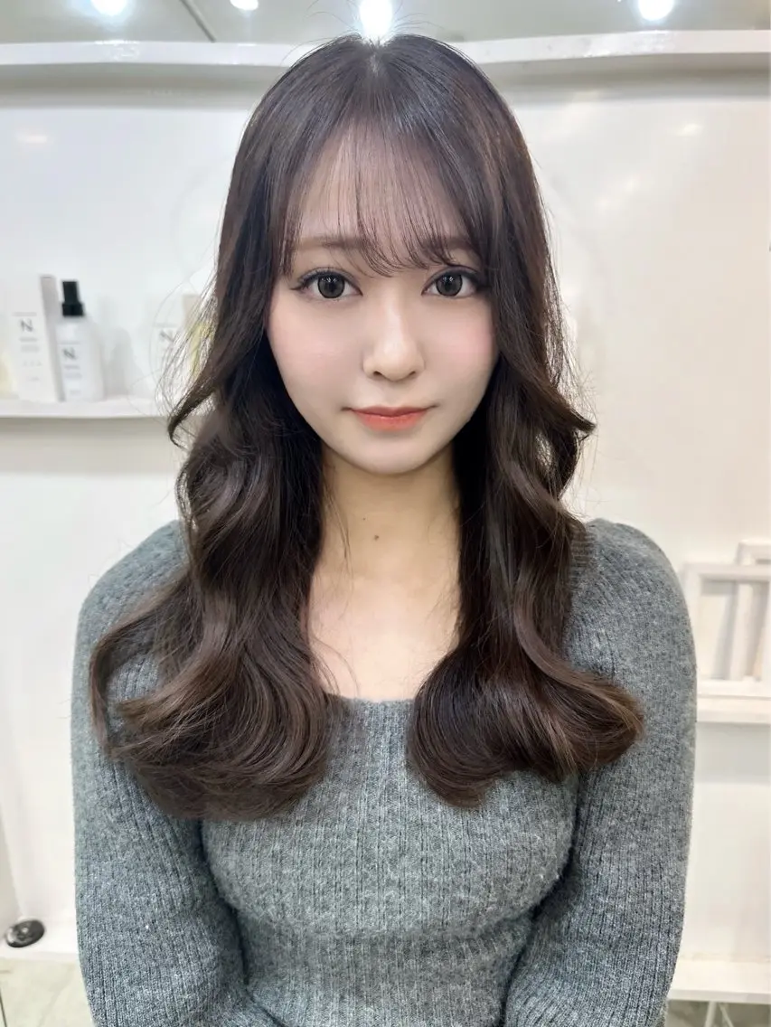 セミロング カラー くびれヘア 韓国風ヘア くびれレイヤー レイヤーカット カット ヘアカラー トリートメント 髪質改善/レイヤー ストウシンゴのヘアスタイル