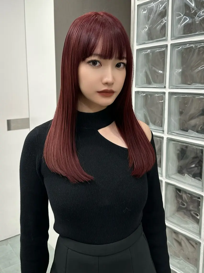 セミロング カラー ヘアカラー 原宿🩵 ブリーチカラー優海のヘアスタイル