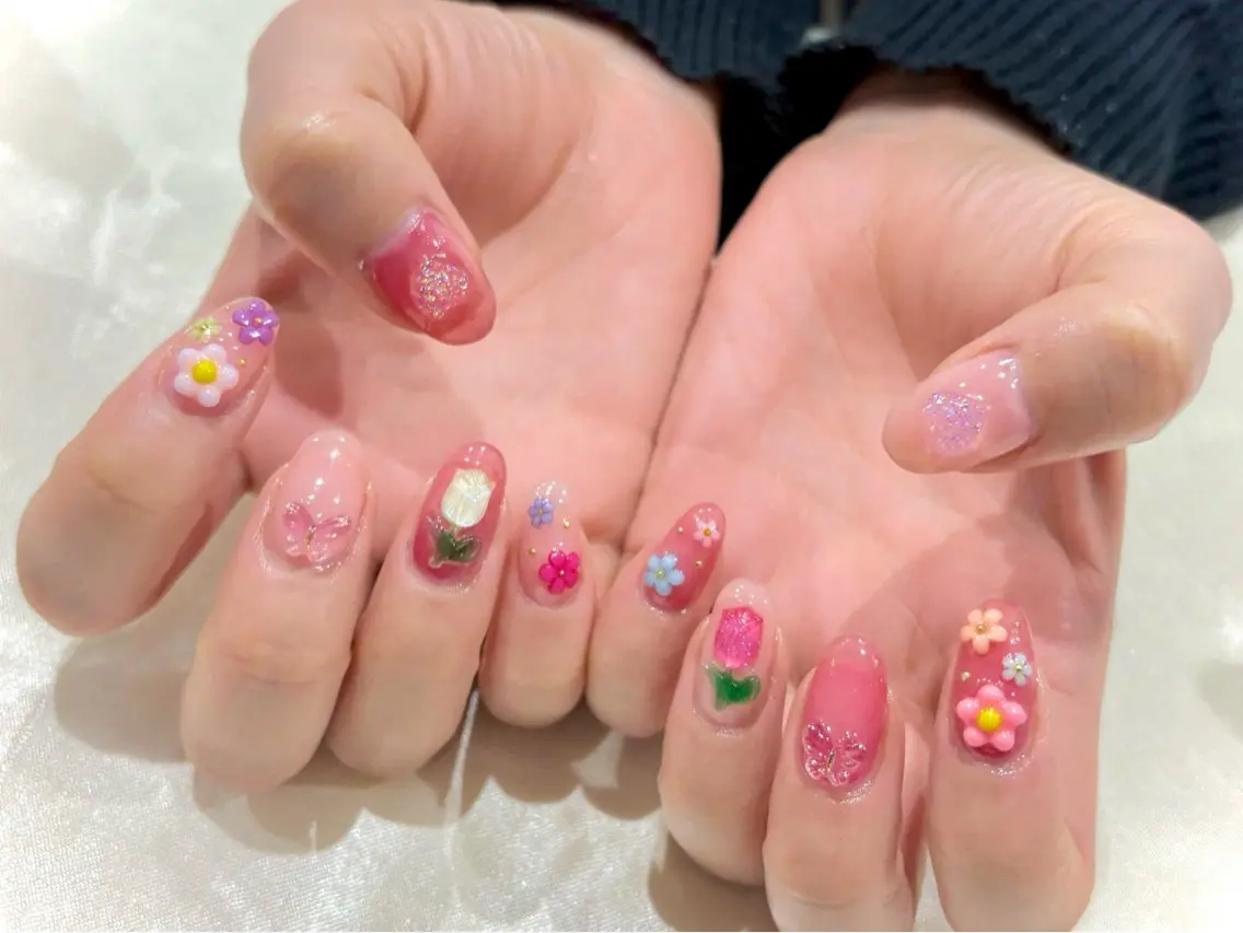 ネイル 春ネイル ハンドネイル Nail salon Cielel⟡Ayaのネイルデザイン