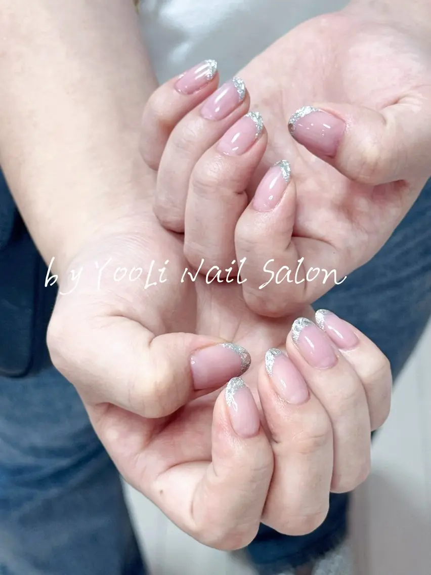 ネイル アートネイル オーロラネイル チークネイル フレンチネイル ガラスフレンチ ハンドネイル 🎀🎀YooLi Nail Salonのネイルデザイン