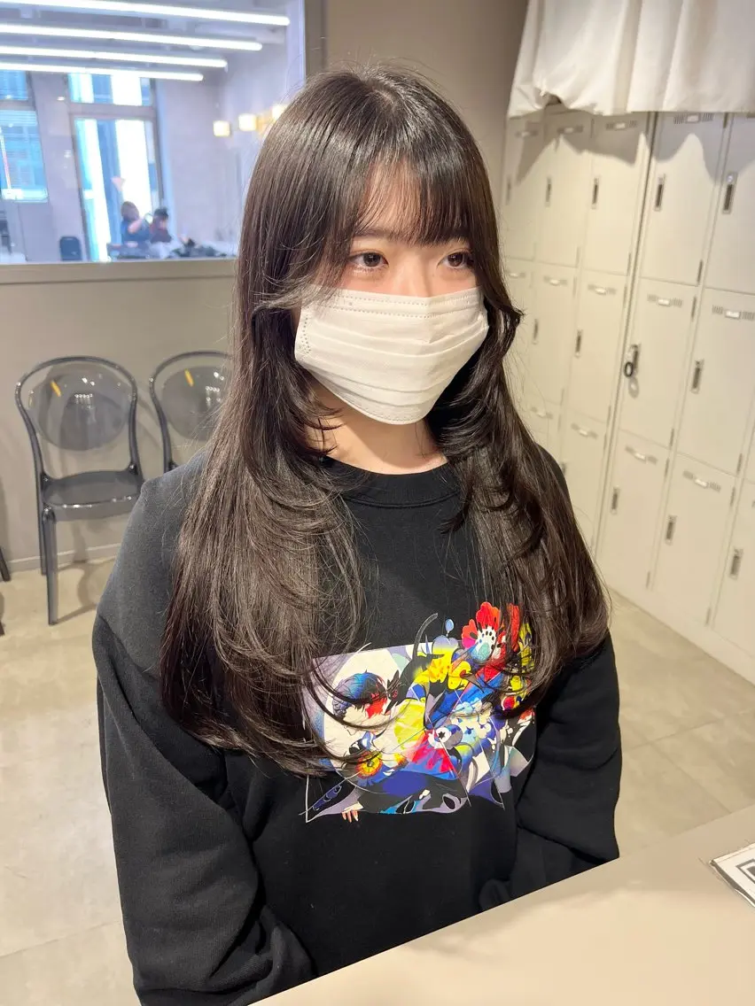 ロング カラー パーマ ヘアアレンジ メンズ キッズ 上品＆韓国風 🥀海心🥀のヘアスタイル