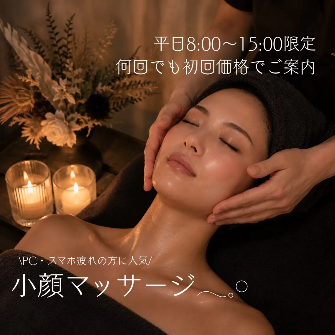 平日8:00​〜​15:00限定 | 初回価格でご案内🌙小顔リンパマッサージの写真