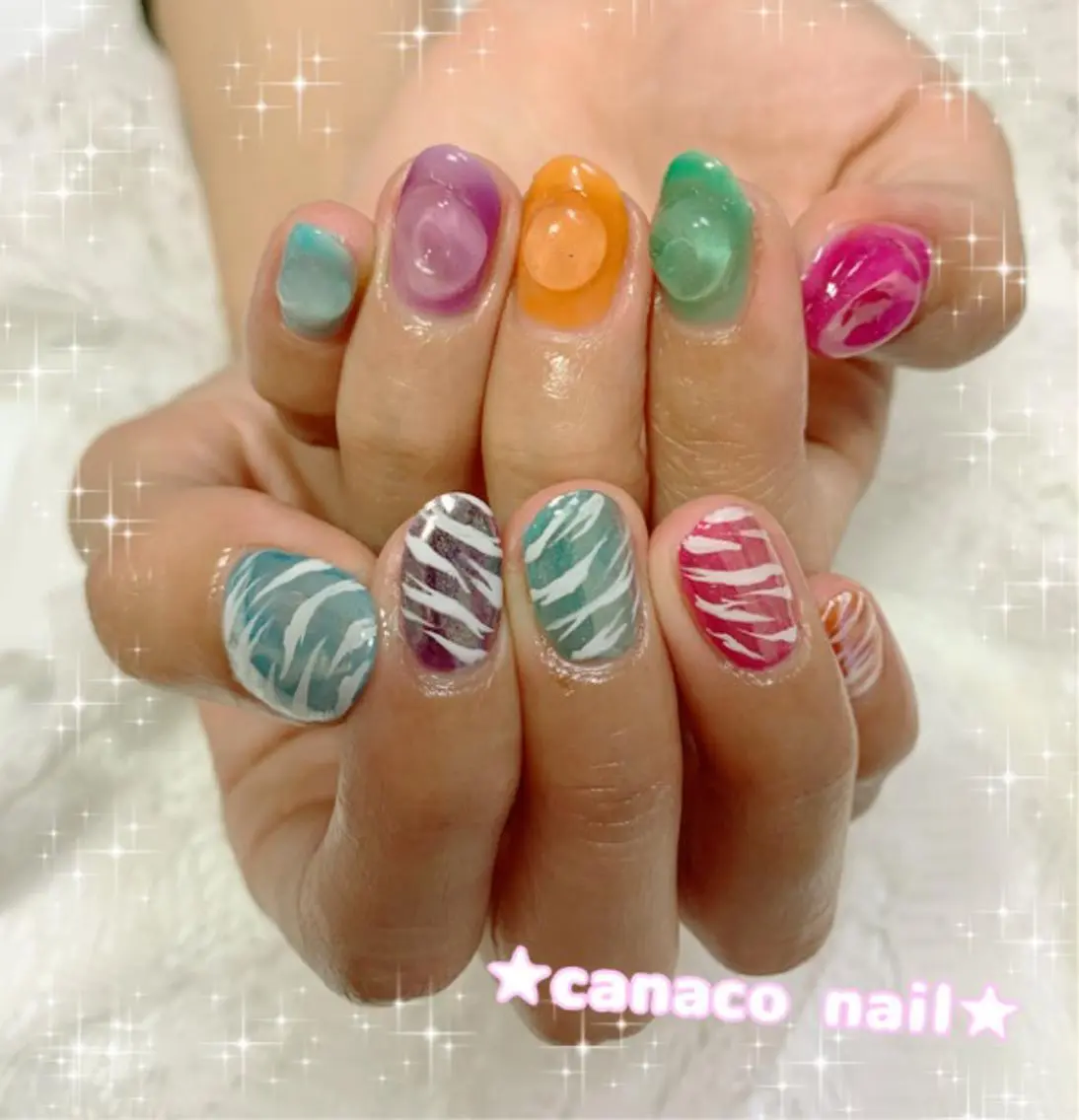 ネイル アニマル柄 ミラーネイル ハンドネイル ハンドケア ベテランネイル cnc  nailのネイルデザイン