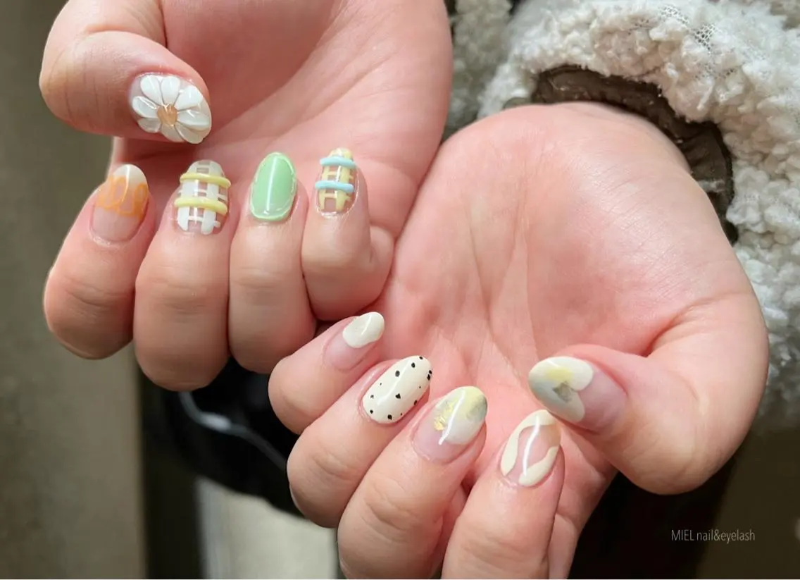 ネイル フラワーネイル ぷっくりネイル nail salon monailのネイルデザイン